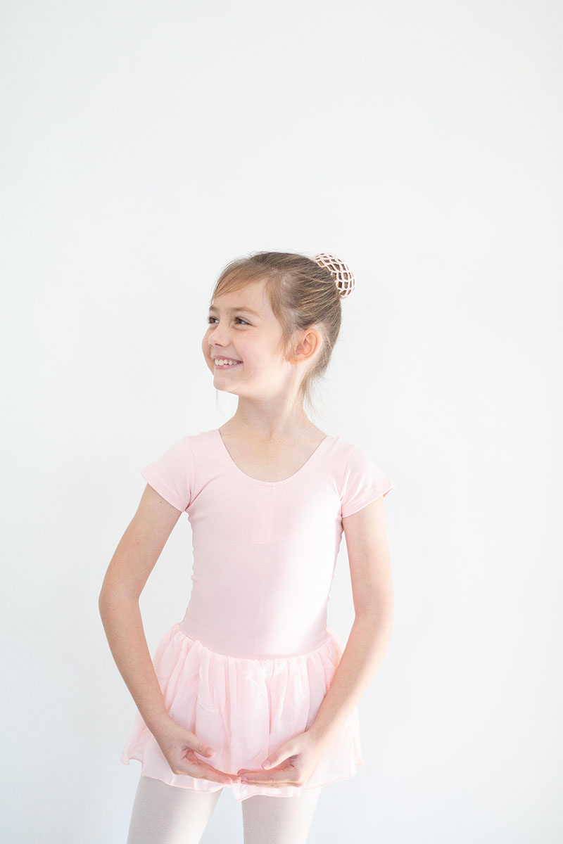Children Short Sleeve Leotard with Chiffon Skirt